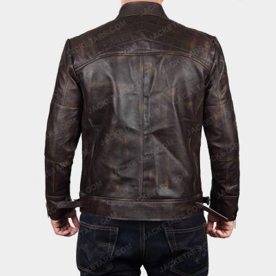Mens Claude Biker Brown Leather Jacket | Claude Brown Leather Jacket