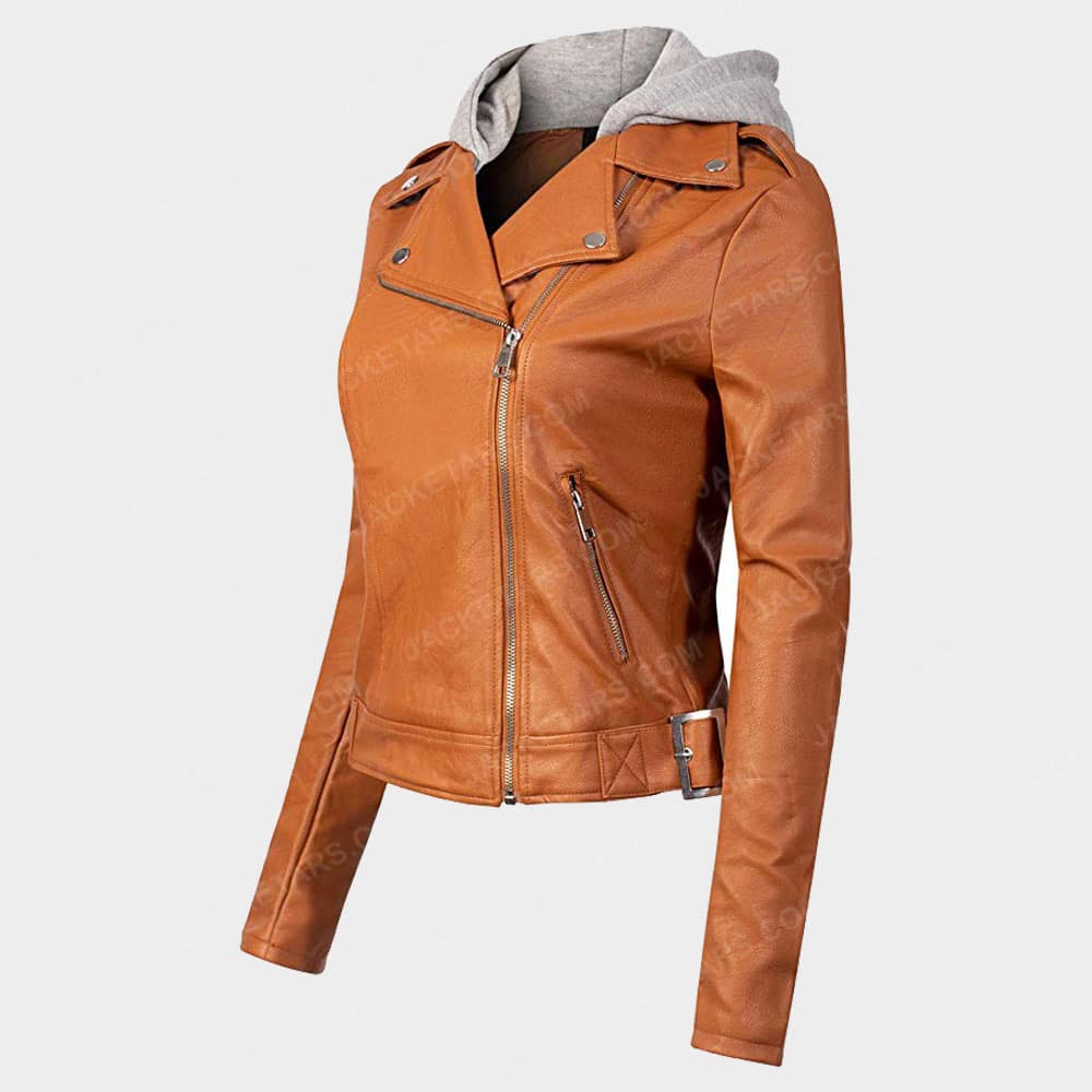 Womens Olivia Design Orange Leather Jacket | Women Orange Jacket