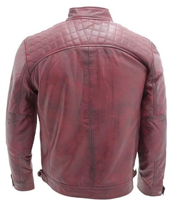 Mens Retro Racing Maroon Leather Jacket | Mens Maroon Leather Jacket