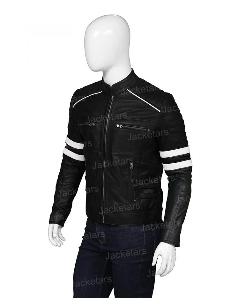 Mens Cafe Racer Retro Black Leather Jacket - Jacketars