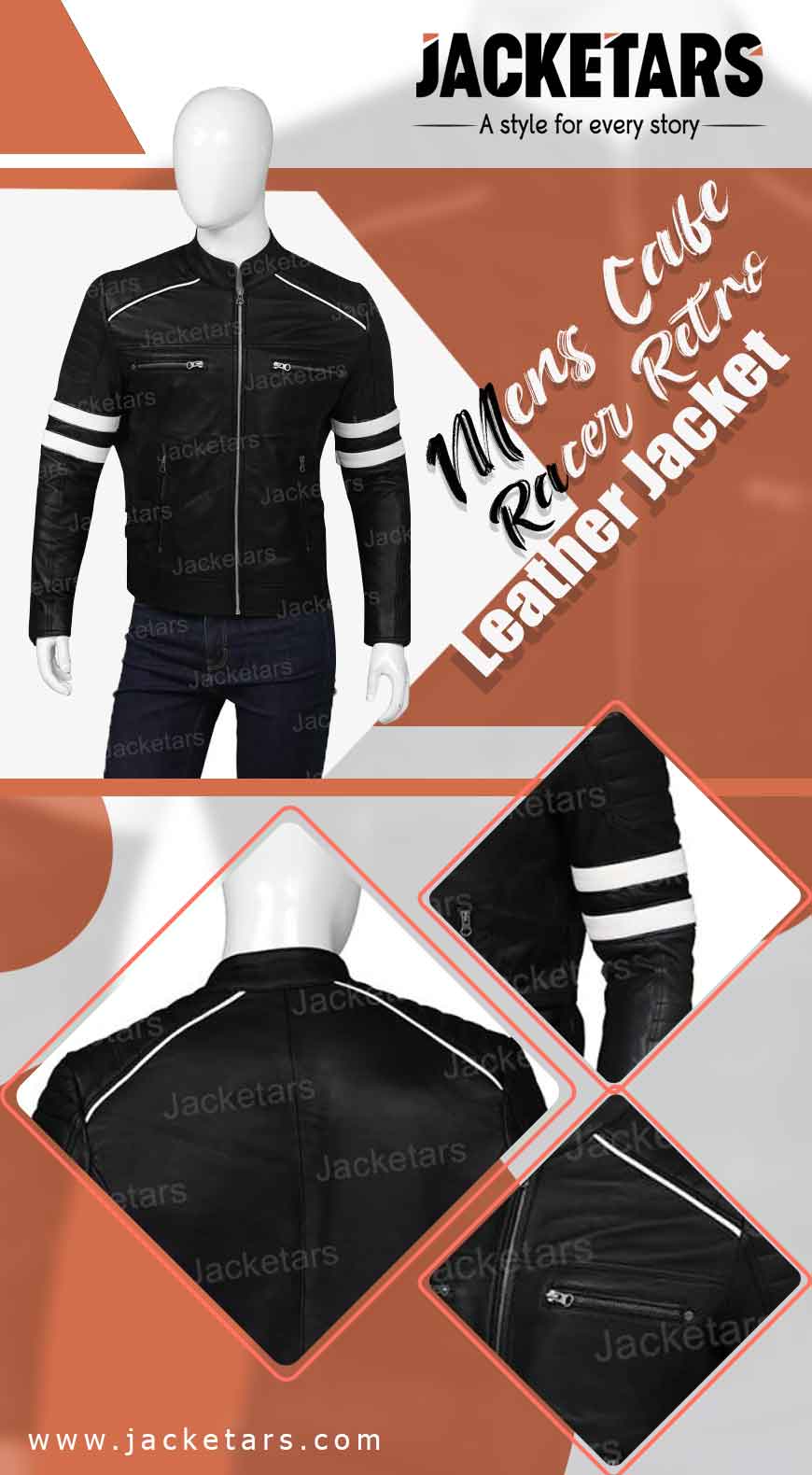 Mens Cafe Racer Retro Leather Jacket Info