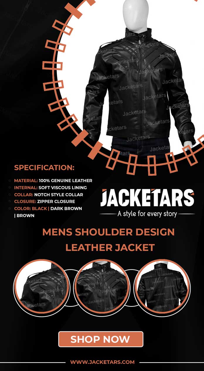 Mens Shoulder Design Leather Jacket Info