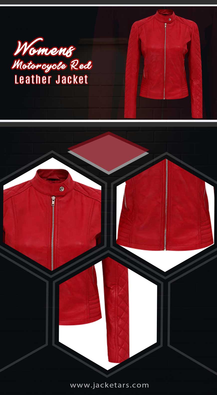Womens Motorcycle Red Leather Jacket Info