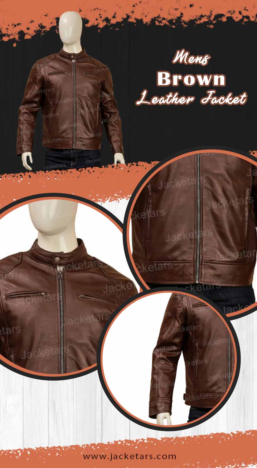 Men Brown Leather Jacket info