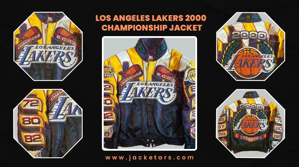 LA Lakers NBA Champs 2000 Men Leather Jacket Size L Jeff Hamilton