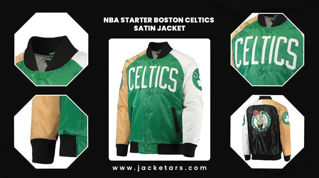 90's Boston Celtics Starter Satin NBA Bomber Jacket Size Large – Rare VNTG