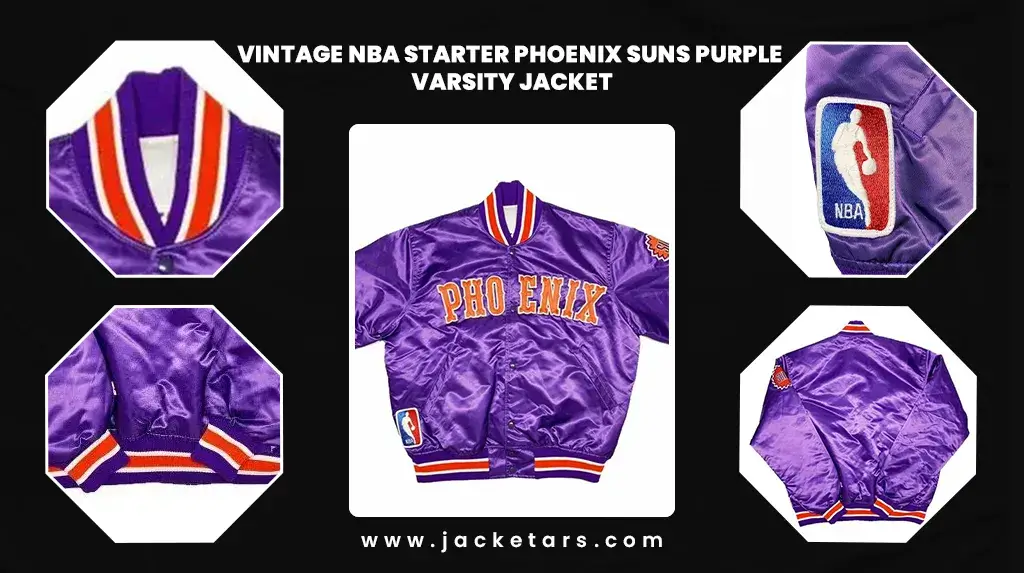GIII/STARTER Shoe Palace Exclusive Phoenix Suns Home Game Varsity Mens Jacket (Black/Purple)