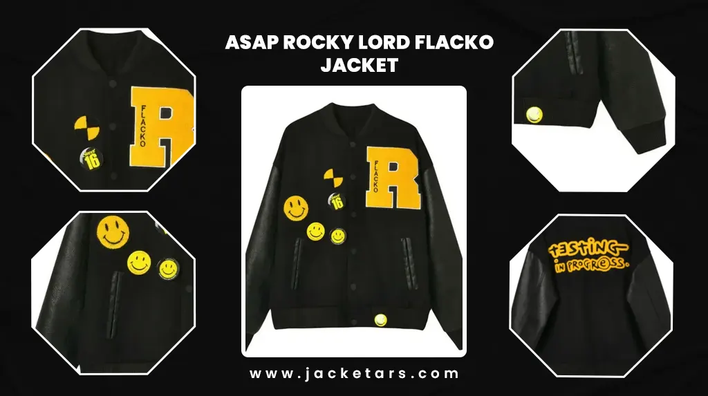 ASAP Rocky Black Letterman Jacket