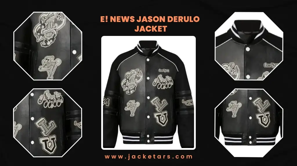 WornOnTV: Jason Derulo's black printed varsity jacket on E! News
