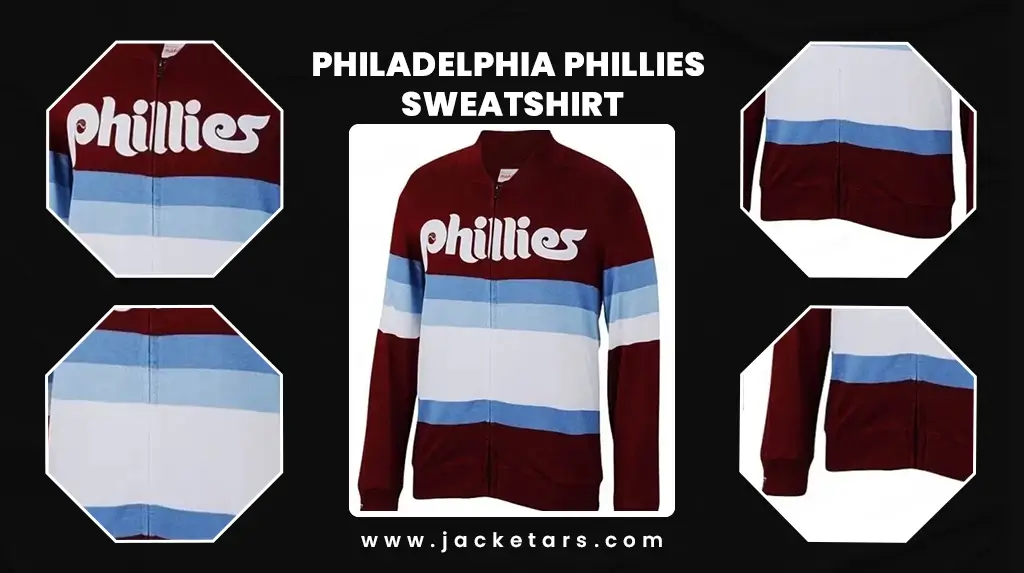 Celebs Leather Jackets Mens Philadelphia Phillies Maroon Sweatshirt