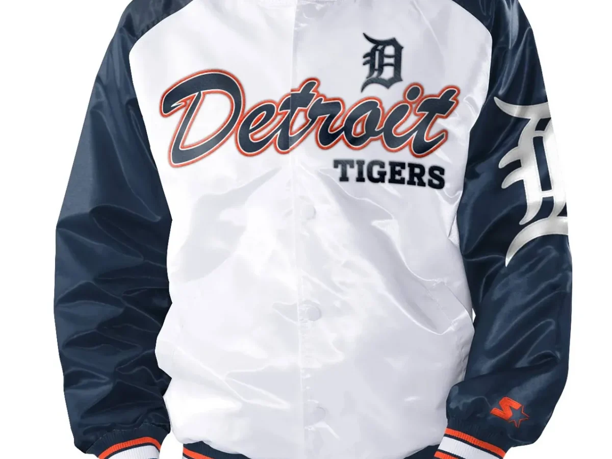 Detroit Tigers Starter Force Play Varsity Satin Jacket - Gray