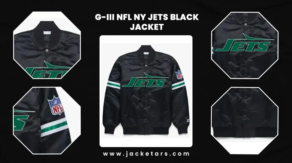 Starter Black New York Jets Locker Room Satin Varsity Full-Snap Jacket