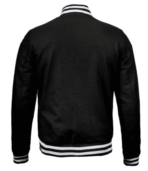 Men Plain Black Varsity Jacket